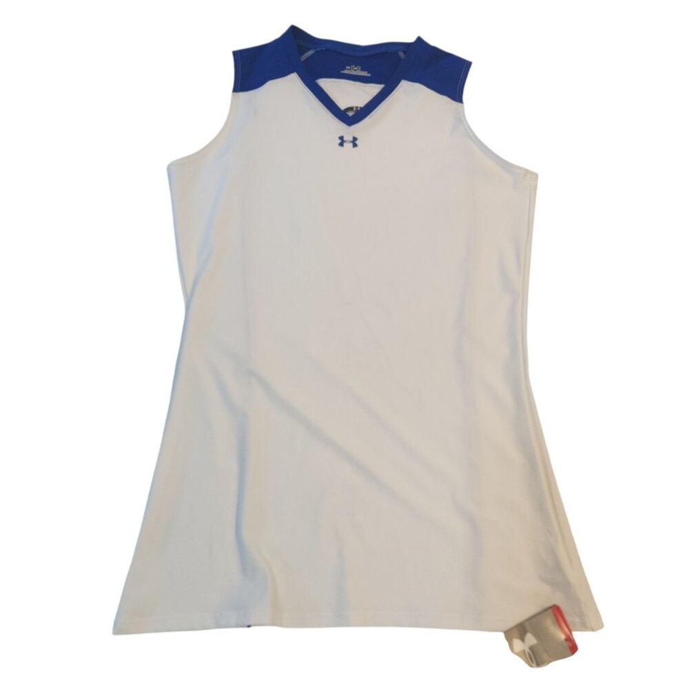 Under Armour Tank Top Volleyball Heat Gear White & Blue Womens Medium NEW‎ NWT